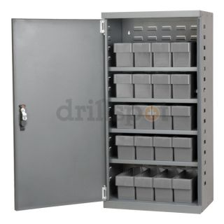 Akro Mils ACS4C42GRY Cabinet, Gray, Steel Door, 20 Gray Drawers