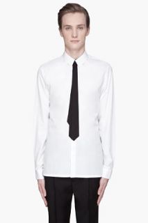 KRISVANASSCHE White Black Tie Poplin Shirt for men