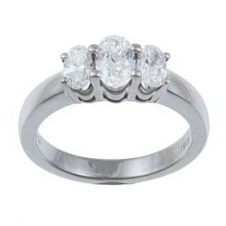 Platinum 1ct TDW Oval cut Diamond 3 stone Ring (H I, I1 I2) (Size 7