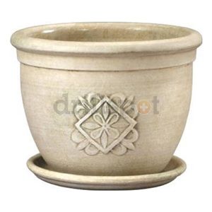 New England Pottery 190721 10 25" Damascus Stone Planter, Pack of 2