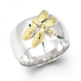 Bling Jewelry Sterling Silver Two Tone Dragonfly Ring