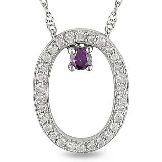 Miadora 10k White Gold 1/6ct Pink and White Diamond Oval Necklace (H I