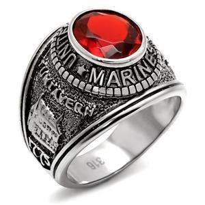 MILITARY RING   Stainless Steel United States Marine Mens