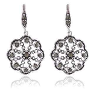 Silver Overlay Marcasite Flower Design Drop Earrings Today $9.99 4.3