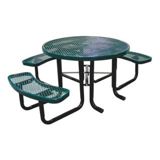 Approved Vendor 4HUP9 Picnic Table, Expanded Metal, Round, Green