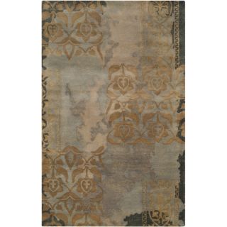 Hand tufted Sorento Midnight Green Abstract Floral Wool Rug (5 x 8