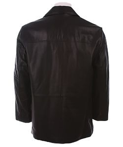 Kenneth Cole Mens Black Leather Car Coat