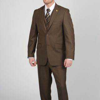 Stacy Adams Mens Brown 2 button Vested Suit