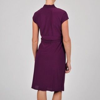Tiana B Womens Wine Solid Jersey Knit Dress