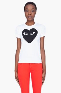 Comme Des Garçons Play  White And Black Heart T shirt for women