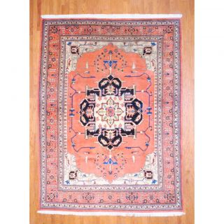 Persian Hand knotted Heriz Peach/ Beige Wool Rug (86 x 115) Today $