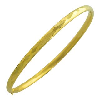 14k Yellow Gold 7 inch Diamond cut Bangle Bracelet