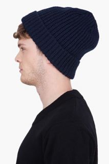 A.P.C. Midnight Blue Thick Wool Knit Beanie for men