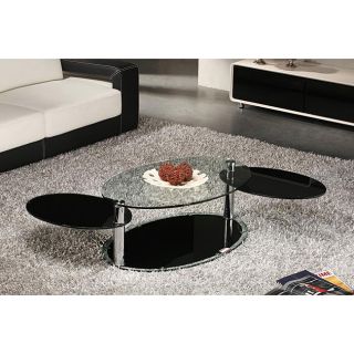 Contoured Oval Panel Coffee Table with Glass Top