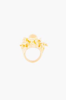 Alexander McQueen Gold Skull Flower Ring for women