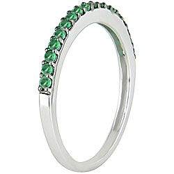 10k White Gold Emerald Semi Eternity Ring