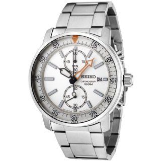 Seiko Mens SNN221 Chronograph White Dial Stainless Steel Watch