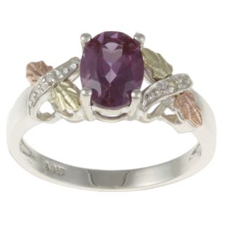 Black Hills Gold over Silver Created Alexandrite and Diamond Accent