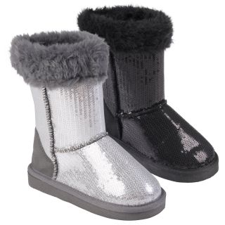 Journee Collection Kids Ugena star Faux Fur Accent Sequined Boots