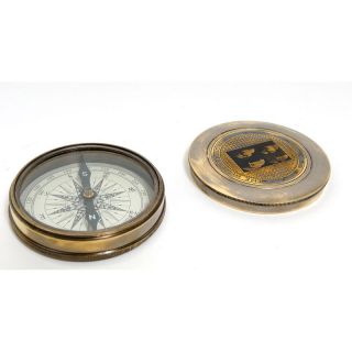 Old Modern Handicrafts Brass Beatles Compass with Leather Case Today
