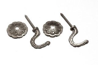 CURTAIN TIE HOLD BACK HOOKS ROSETTE AND PLATE CHROME ( 50 pairs