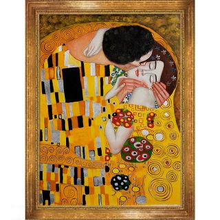 Gustav Klimt The Kiss Framed Canvas Art