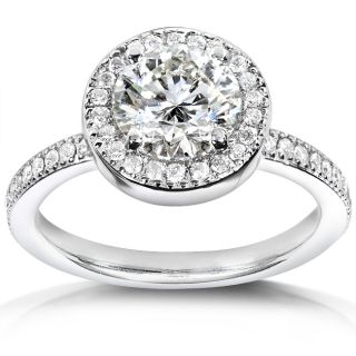 14k White Gold 1 5/8 ct TDW Certified Diamond Engagement Ring (H, SI2