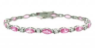 Icz Stonez Sterling Silver Pink and Clear CZ Bracelet Today $28.99 4