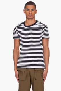 Y 3 Black And White Striped Border T shirt for men