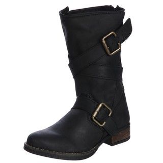 Steven by Steve Madden Womens P Pace Belted Motorcycle Boots