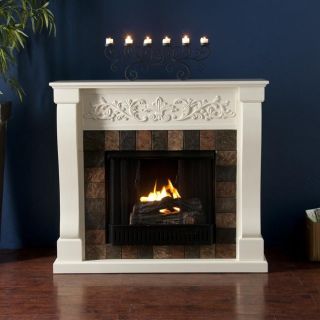 Moreland Ivory and Gray Faux Slate Gel Fuel Fireplace Was $424.99