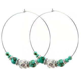Pretty Little Style Turquoise Rhinestone Hoop Earrings