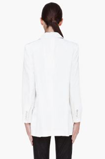 Co White Velvet Silk Blazer for women