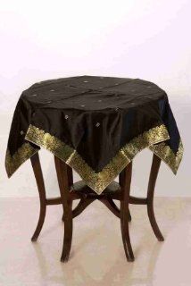 Black Sari Tablecloth / Linen / Topper   Custom made Table