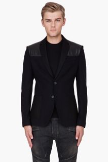 Pierre Balmain Black Leather Trim Blazer for men