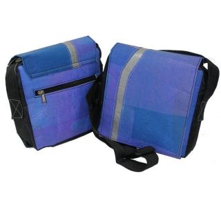 Recycled Plastic Blue Queenie Messenger Bag (India)