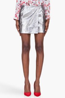 Diane Von Furstenberg Silver Leather Melissa Miniskirt for women