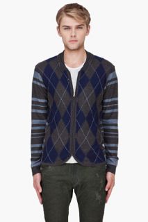 Diesel Charcoal Striped K mattel Cardigan for men