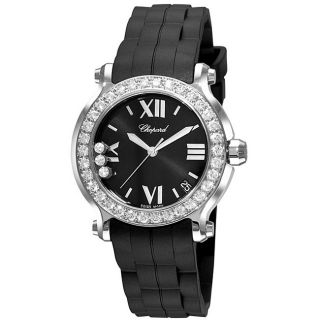 Chopard Womens Happy Diamond Rubber Strap Sport Watch