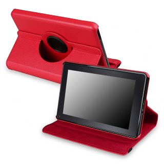 Red 360 degree Leather Swivel Case Version 2 for  Kindle Fire
