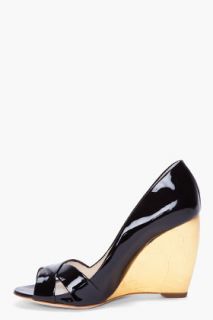 Rupert Sanderson Black Gold Kay Wedges for women