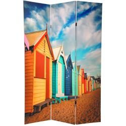 Wood and Canvas Double sided Cabana Beach Room Divider (China