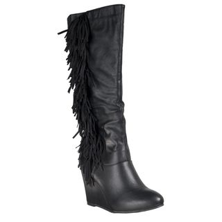 Diva Lounge Womens Colette Wedge heel Fringed Boots