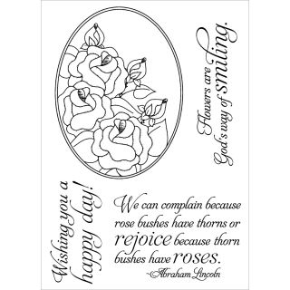 Inky Antics Rose Oval Clear Stamp Set