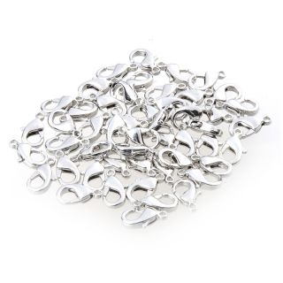 12 millimeter Silver Metal Lobster Clasps for Jewelry (Pack of 50