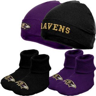 NFL Baltimore Ravens Infant Clothing Set, 4 Piece, 2 Caps & 2 Booties