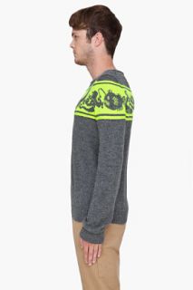 Paul Smith  Grey Fish Pattern Alpaca Sweater for men