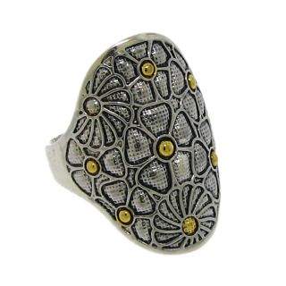 Two tone Silver Beaded Flower Ring MSRP $108.00 Sale $36.89 Off MSRP