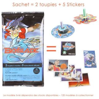 Beyblade Sachet de 2 Mini Toupies 5 Stickers   Achat / Vente TOUPIE