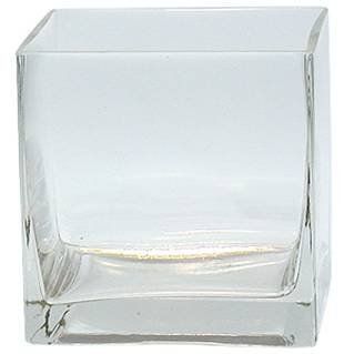 12pc Clear Square Glass Vase Cube 5 Inch   5 X 5 X 5